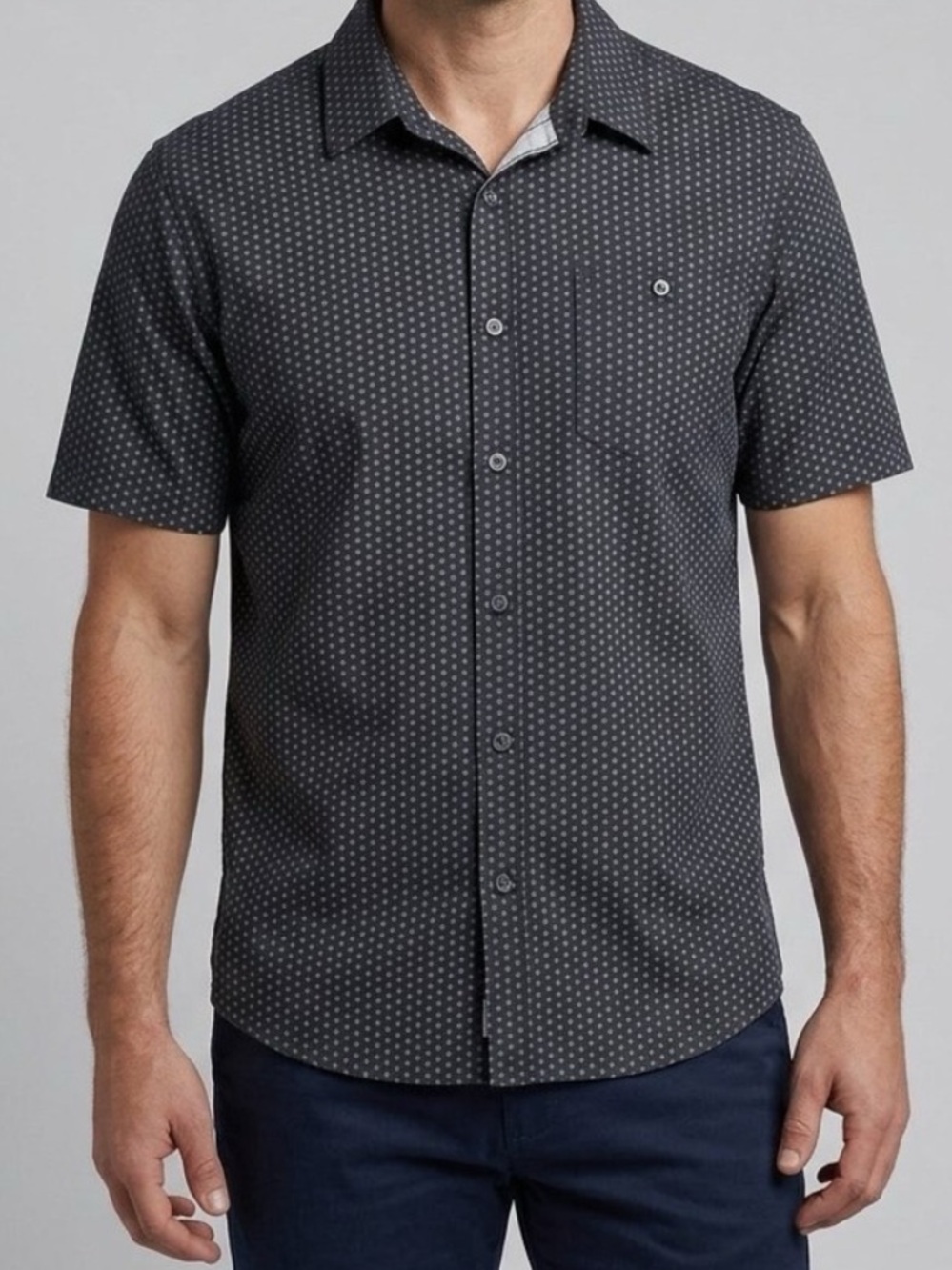 JACHS Performance Tech Button-Down Shirt in Black Geo EUC XXL